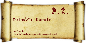 Molnár Korvin névjegykártya